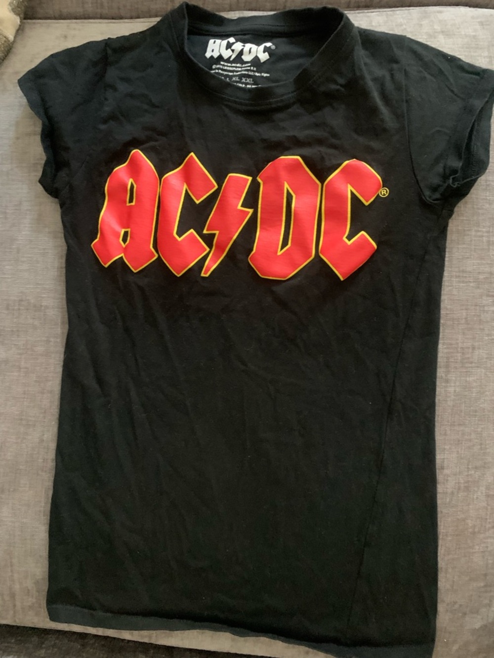 AC/DC Black Tee with Red and Yellow Logo
